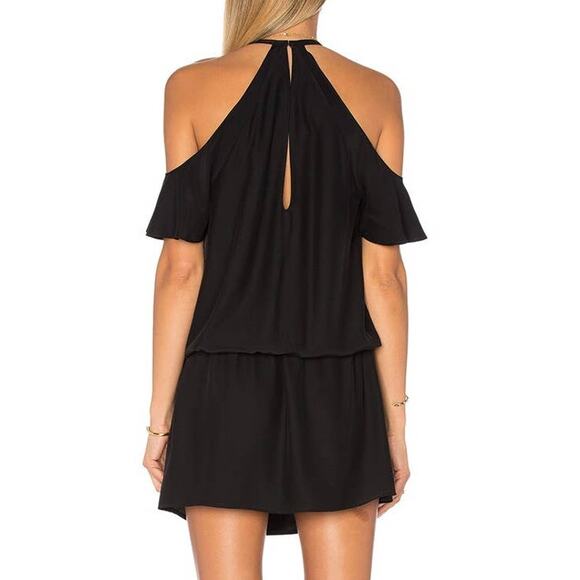 Amanda Uprichard Celia Dress in Black Silk Ruffle Flutter - Picture 3 of 7